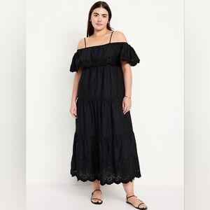 Old Navy Black Off-Shoulder Midi Dress
